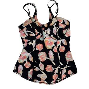Free People Black and Pink Floral Tank